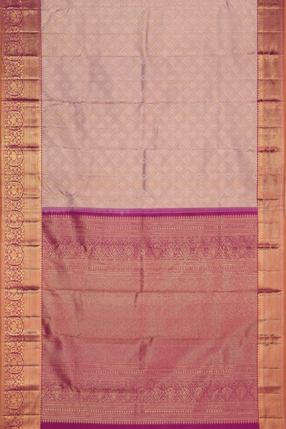 Image of Kanchipuram Silk Brocade Onion-Pink Saree